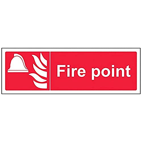 VSafety Schild "Fire Point", Querformat, 300 x 100 mm, 1 mm starrer Kunststoff von V Safety