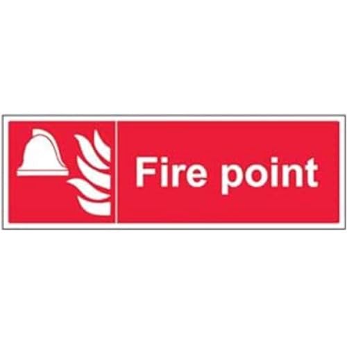 VSafety Schild "Fire Point", Querformat, 450 x 150 mm, 1 mm starrer Kunststoff von V Safety