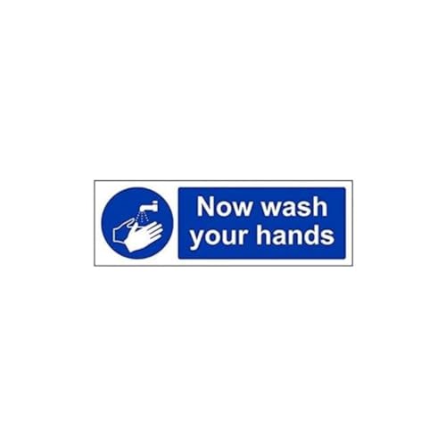 VSafety Schild "Now Wash Your Hands", Querformat, 3 Stück, 300mm x 100mm, 3 von V Safety