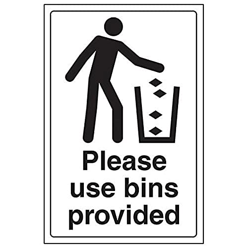 VSafety Schild "Please Use Bin Provided", Hochformat, 3 Stück, 200mm x 300mm, 3 von VSafety