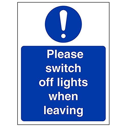 VSafety Schild "Please switch off lights when leaving", 3 Stück, 150mm x 200mm, 3 von V Safety
