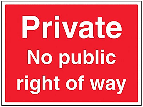 VSafety Schild "Private, No Public Right Of Way" – Querformat – 400 mm x 300 mm – 1 mm starrer Kunststoff von V Safety