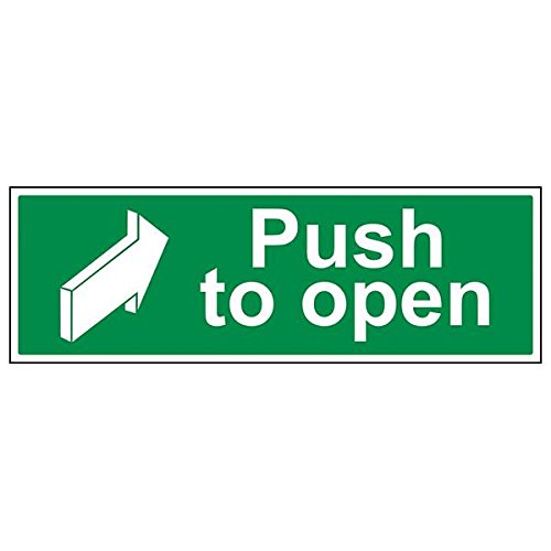 VSafety Schild "Push To Open" Querformat, 3 Stück, 600mm x 200mm, 3 von V Safety
