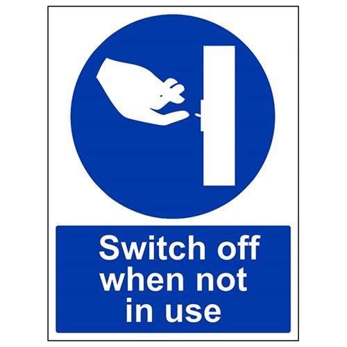 VSafety Schild "Switch Off When Not In Use", Hochformat, 300 x 400 mm, 1 mm Hartkunststoff von V Safety