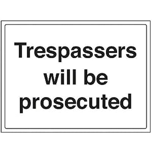 VSafety Schild "Trespassers Will Be Prosecuted", Querformat, 400 x 300 mm, 1 mm Hartplastik von V Safety