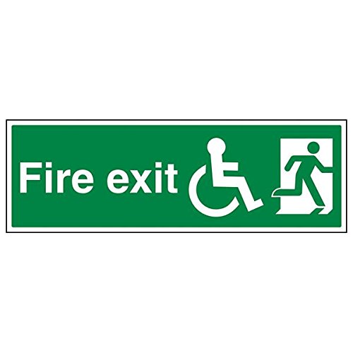 VSafety Schild "Wheel Chair Final Fire Exit Text Man Right", 3 Stück, 600mm x 200mm, 3 von V Safety