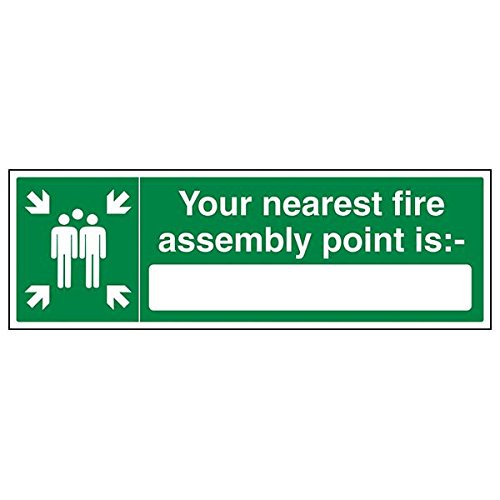 VSafety Schild "Your Nearest Fire Assembly Point Is", 3 Stück, 600mm x 200mm, 3 von V Safety