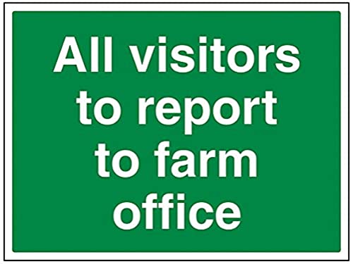 VSafety Schild mit Aufschrift "All Visitors To Report To Farm Office", Querformat, 400 x 300 mm, 1 mm Hartplastik von V Safety