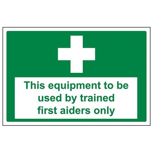 VSafety Schild mit Aufschrift "Equip Used Trained First Aiders", Querformat, 300 mm x 200 mm, 1 mm starrer Kunststoff von V Safety