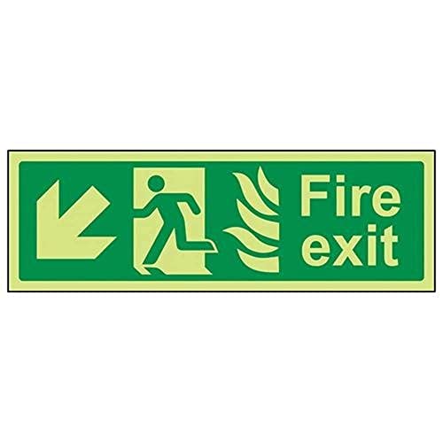 VSafety Schild mit Aufschrift "Fire Exit", leuchtet im Dunkeln, 300 mm x 100 mm, selbstklebendes Vinyl von V Safety