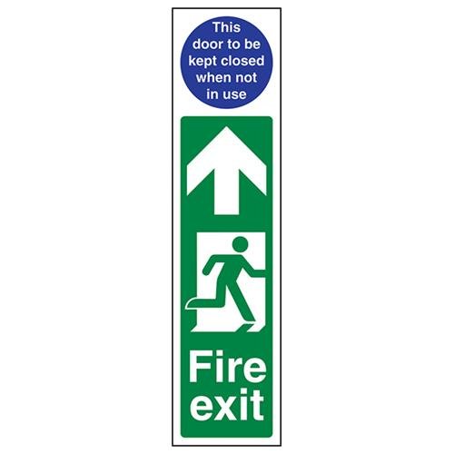 VSafety Schild mit Aufschrift "Fire Exit" für den Mann rechts/Tür zu bleiben geschlossen – Hochformat – 75 mm x 300 mm – 1 mm Hartkunststoff von V Safety