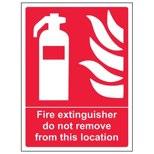 VSafety Schild mit Aufschrift "Fire Extinguishers Do Not Remove From This Location", Hochformat, 150 x 200 mm, 1 mm starrer Kunststoff von V Safety