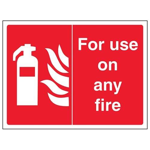VSafety Schild mit Aufschrift "For Use On Any Fire", Querformat, 200 mm x 150 mm, 1 mm starrer Kunststoff von V Safety