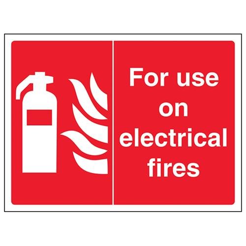 VSafety Schild mit Aufschrift "For Use On Electrical Fires", Querformat, 200 x 150 mm, 1 mm starrer Kunststoff von V Safety