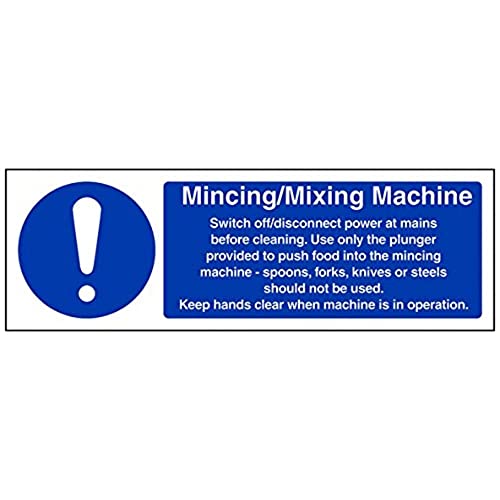 VSafety Schild mit Aufschrift "Mincing/Mixing Machine", Querformat, 300 mm x 100 mm, 1 mm starrer Kunststoff von V Safety