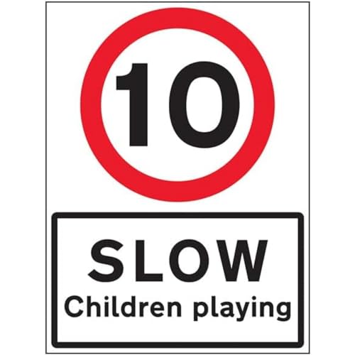 VSafety Sicherheitsschild "10 MPH Children Playing" – 600 x 800 mm, Klasse RA1, reflektierend, 3 mm Aluminium-Verbundwerkstoff mit Befestigungskanal VSafety Sicherheitsschild "10 MPH Children Playing" – 600 x 800 mm, Klasse RA1, reflektierend, 3 mm Aluminium-Verbundwerkstoff mit Befestigungskanal von VSafety