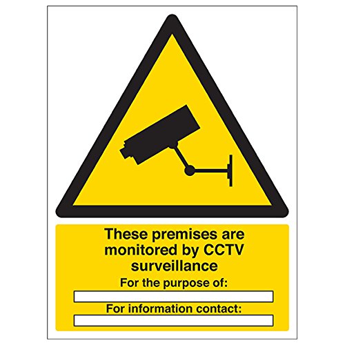 VSafety Signs – 6E034BC-S – Warnschild – selbstklebend – Räumlichkeiten sind unter CCTV Surveillance/für den Zweck – 300 x 400 mm – 3 Stück von V Safety