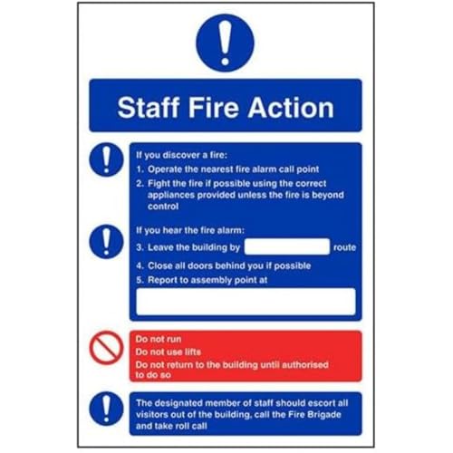 VSafety Staff Fire Actionpersonalinjury Schild, Hochformat, 200 mm x 300 mm, Vinyl von V Safety