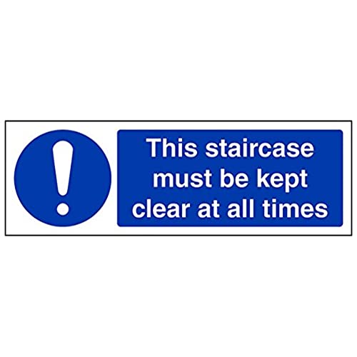 VSafety Staircase Must Be Kept Clear At All Times Schild – Querformat, 300 mm x 100 mm – selbstklebendes Vinyl von V Safety