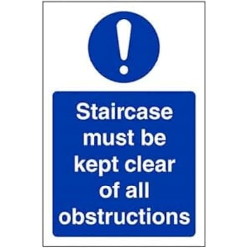 VSafety Staircase Must Be Kept Clear Of All Obstructions Schild, Hochformat, 100 x 150 mm, 1 mm starrer Kunststoff von V Safety