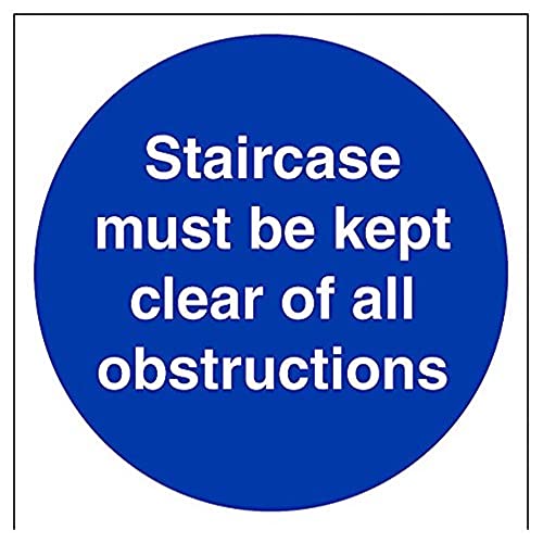VSafety Staircase Must Be Kept Clear Of All Obstructions Schild, quadratisch, 200 mm x 200 mm, Vinyl von V Safety