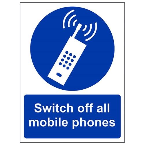 VSafety Switch Off All Mobiltelefon-Schild, Hochformat, 150 x 200 mm, 1 mm starrer Kunststoff von V Safety
