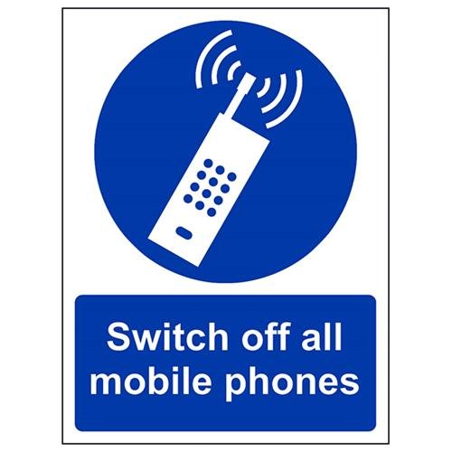 VSafety Switch Off All Mobiltelefon-Schild, Hochformat, 200 x 300 mm, 1 mm starrer Kunststoff von V Safety