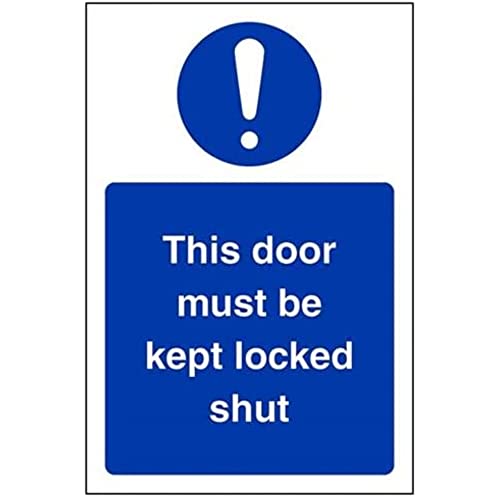 VSafety This Door Must Be Kept Locked Shut Schild – Hochformat – 100 mm x 150 mm – selbstklebendes Vinyl von V Safety