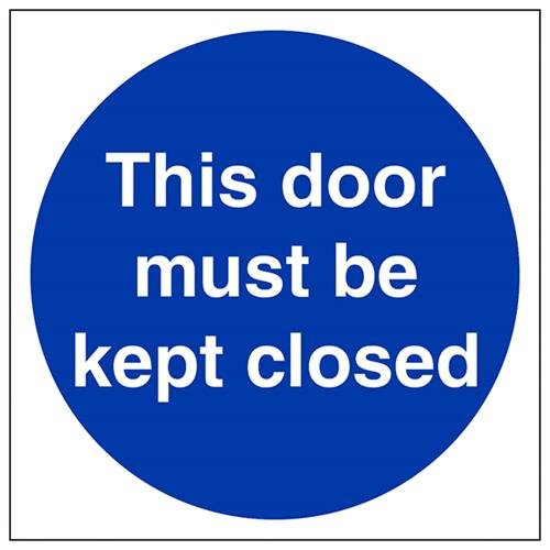 VSafety This Door Must Kept Closed Schild, quadratisch, 200 x 200 mm, 1 mm starrer Kunststoff von VSafety