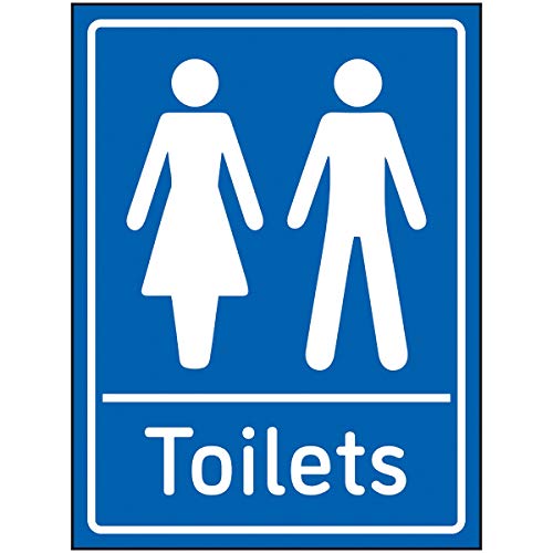 VSafety Toilets Schild – 150 x 200 mm – blau selbstklebendes Vinyl von V Safety