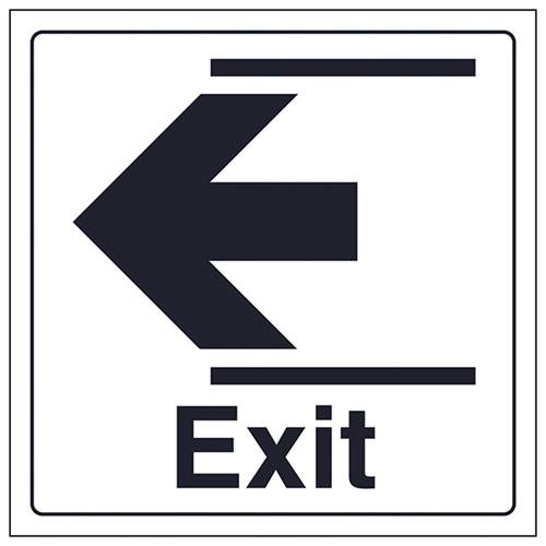 VSafety Türschild "Exit/Slide Left Links" – quadratisch – 150 mm x 150 mm – 1 mm starrer Kunststoff von V Safety