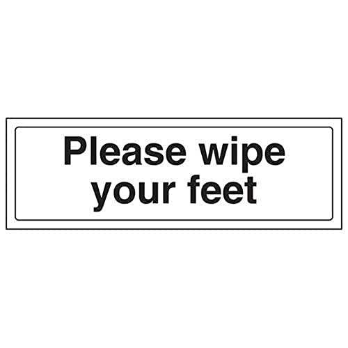 VSafety Türschild "Please Wipe Your Feet", Querformat, 300 mm x 100 mm, 1 mm starrer Kunststoff von V Safety