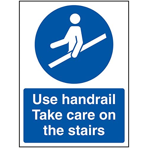 VSafety Use Handrail Take Care On The Treairs Schild – 150 x 200 mm – selbstklebendes Vinyl von V Safety