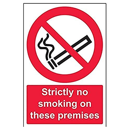 VSafety Verbotsschild „Rauchen auf diesem Gelände streng verboten“ (Strictly No Smoking On These Premises), Hochformat, 200 x 300 mm, selbstklebendes Vinyl von V Safety