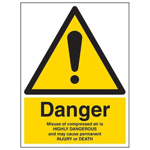 VSafety Warning, Compressed Air, Danger Of Death Schild, Hochformat, 300 mm x 400 mm, Vinyl von V Safety