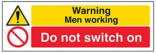 VSafety Warning Men Do Not Switch On, Vinyl, Querformat, 300 x 100 mm von V Safety