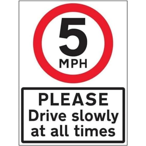 VSafety Warnschild "5 MPH Please Drive Slowly", Klasse RA1, reflektierend, 3 mm Aluminium-Verbundwerkstoff mit Anti-Graffiti-Beschichtung und Befestigungskanal VSafety Warnschild "5 MPH Please Drive Slowly", Klasse RA1, reflektierend, 3 mm Aluminium-Verbundwerkstoff mit Anti-Graffiti-Beschichtung und Befestigungskanal von VSafety