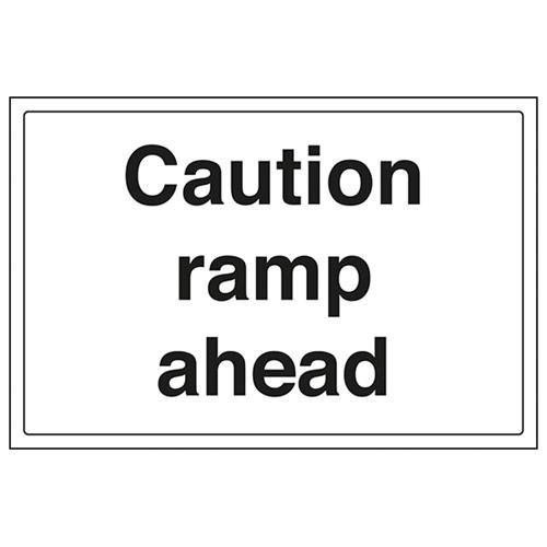 VSafety Warnschild "Caution Ramp Ahead", Querformat, 300 mm x 200 mm, 1 mm starrer Kunststoff von V Safety