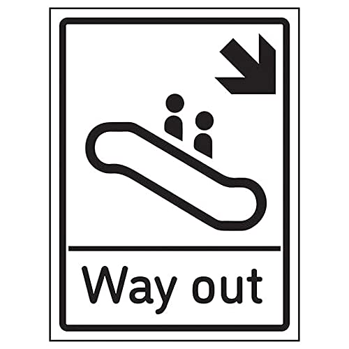 VSafety Way Out Pfeil nach unten rechts – 200 mm x 300 mm – 1 mm starrer Kunststoff von V Safety