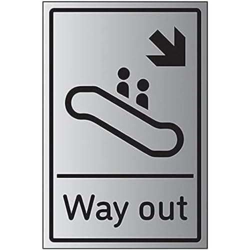 VSafety Way Out Pfeil nach unten rechts – 200 mm x 300 mm – 3 mm gebürstetes Aluminium-Verbundmaterial von VSafety