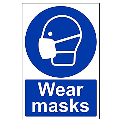 VSafety Wear Masks PSA-Schild, Hochformat, 200 x 300 mm, 1 mm starrer Kunststoff von V Safety