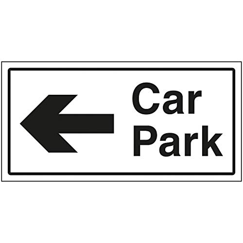 VSafety englisches Schild „Car Park, mit Pfeild nach links, 300 x 150 mm, 1 mm starrer Kunststoff von V Safety
