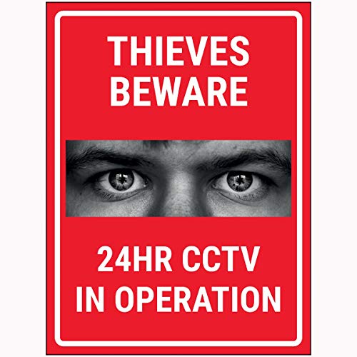 Warnschild VSafety Ccrials Beware 24HR CCTV, 300 x 400 mm, selbstklebendes Vinyl von V Safety