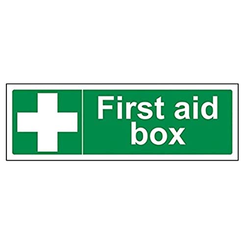 vsafety 31014 ax-s "First Aid Box" Erste Hilfe Allgemeine Zeichen, selbstklebend, Landschaft, 300 mm x 100 mm, grün von V Safety