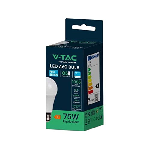 V-TAC 21179 LED EEK F (A - G) E27 Glühlampenform 10.5W = 75W Kaltweiß von V-TAC