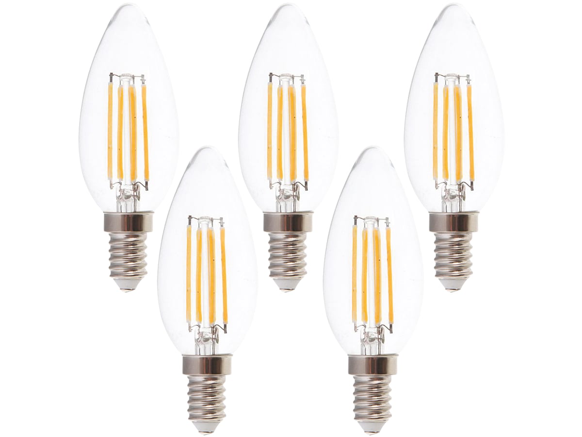 V-TAC LED-Filament-Lampe VT-1986-N, E14, EEK: F, 4W, 400lm, 3000K, 5 Stück von V-TAC