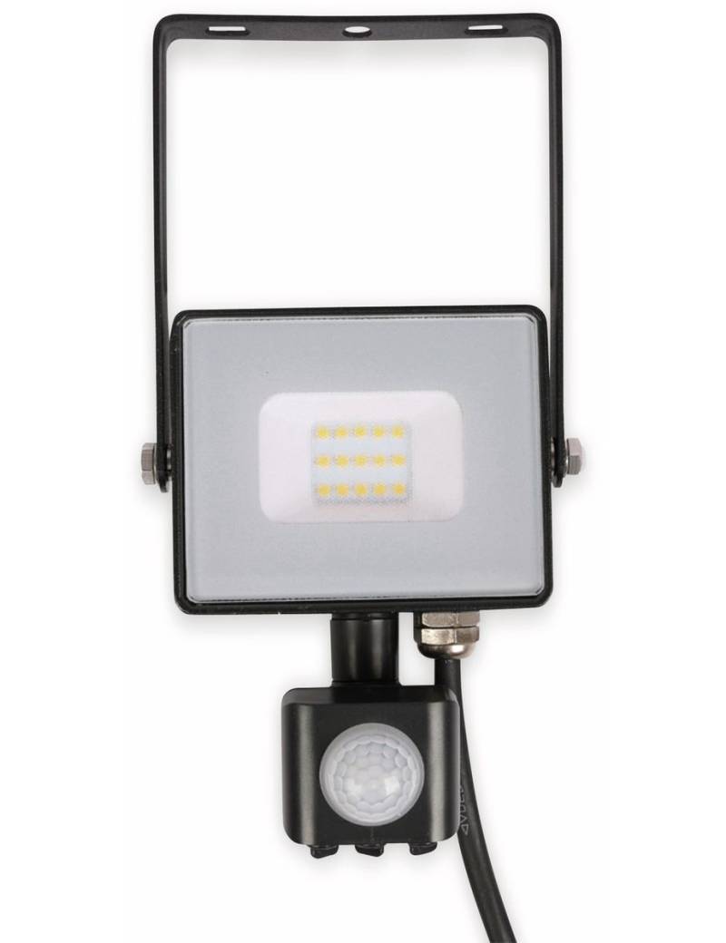 V-TAC LED-Fluter mit Bewegungsmelder VT- 10-S-B, EEK: F, 10 W, 800lm, 3000K, schwarz von V-TAC
