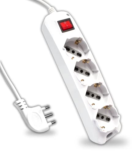 V-TAC Mehrfachsteckdose mit Schalter und 1,5 Meter Kabel - 4 Steckdosen 10/16 A Bypass + Schuko - Stecker 16 A - Steckdosenleiste für Haus, Büro, Geschäft - Farbe Weiß V-TAC Mehrfachsteckdose mit Schalter und 1,5 Meter Kabel - 4 Steckdosen 10/16 A Bypass + Schuko - Stecker 16 A - Steckdosenleiste für Haus, Büro, Geschäft - Farbe Weiß von V-TAC