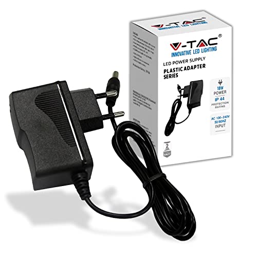 V-TAC Netzteil Adapter 12V 18W 1,5A für Kameras, LED-Streifen, Modem - Transformator 12V - Netzadapter für Bildschirme und Elektronische Geräte - Eingang AC 100-240V - Euro Stecker von V-TAC