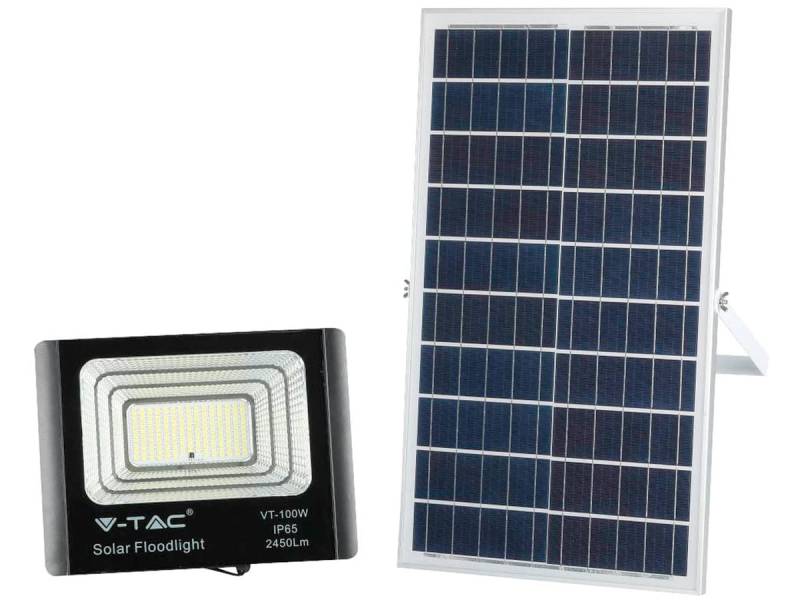 V-TAC Solar LED-Fluter VT-100W, 35 W, 6000 K, mit Panel + Fernbedienung von V-TAC